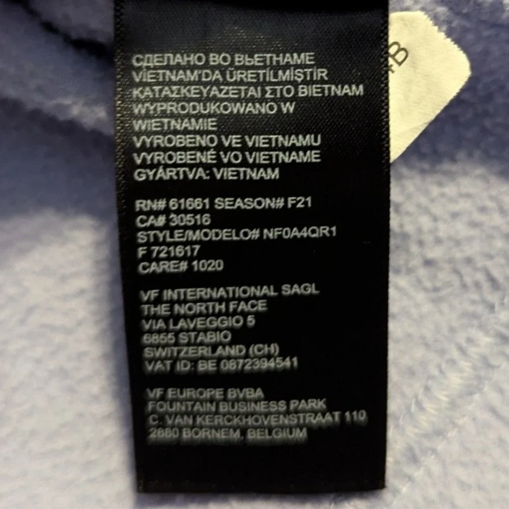 The North Face Youth TKA Glacier Full Zip Fleece Jacket Light Purple M 10/12